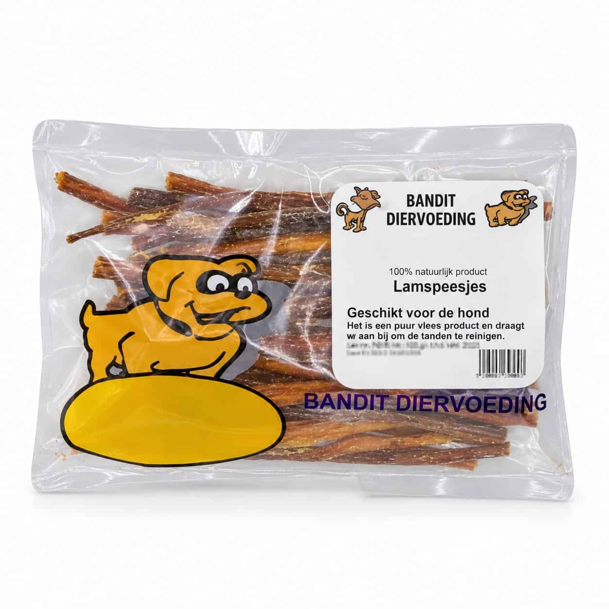Bandit biologische gedroogde lamspezen in een verpakking van 100 gram
