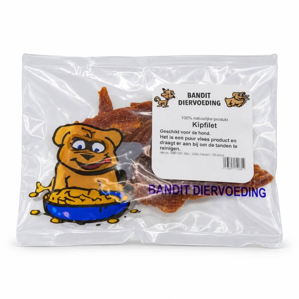 Bandit biologische gedroogde kipfilet voor hond en kat, verpakking 100 gram