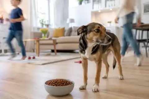 hond stress omgeving voerbak